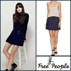 FREE PEOPLE Womens Skirt Sz 4 Lovers Lane Indigo Navy Blue‎ Pleated Mini